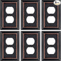 Metal Wall Plate for Electrical Outlets, Decorative Aged Bronze Switch Plates Outlet Cover, Light Switch Cover Plate, 1-Gang Wall Plates (Duplex Outlet, 6 Pack)