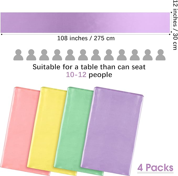 Aneco 12 Pack Satin Table Runner 12 x 108 Inch Pastel Rainbow Long Wedding - Image 2