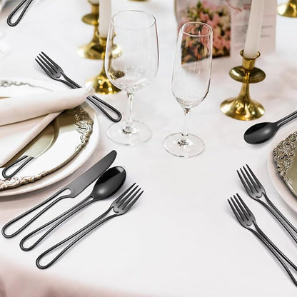 Black Silverware Hollow Flatware Set - Image 9