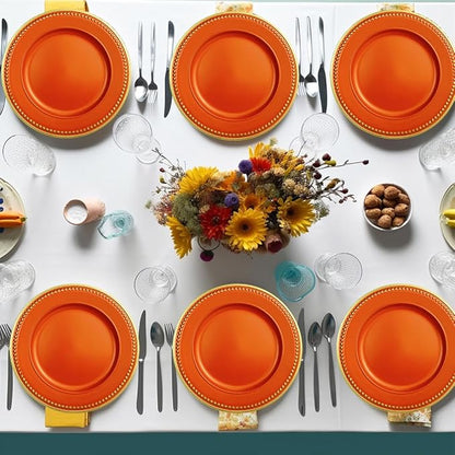 Orange Beaded Charger Plates, 13 Inch Plastic Round Chargers - Image 6