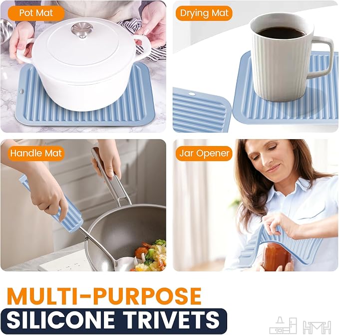 Silicone Trivet Mats 2 Heat Resistant Pot Holders Multipurpose Non-Slip Hot Pads - Image 3