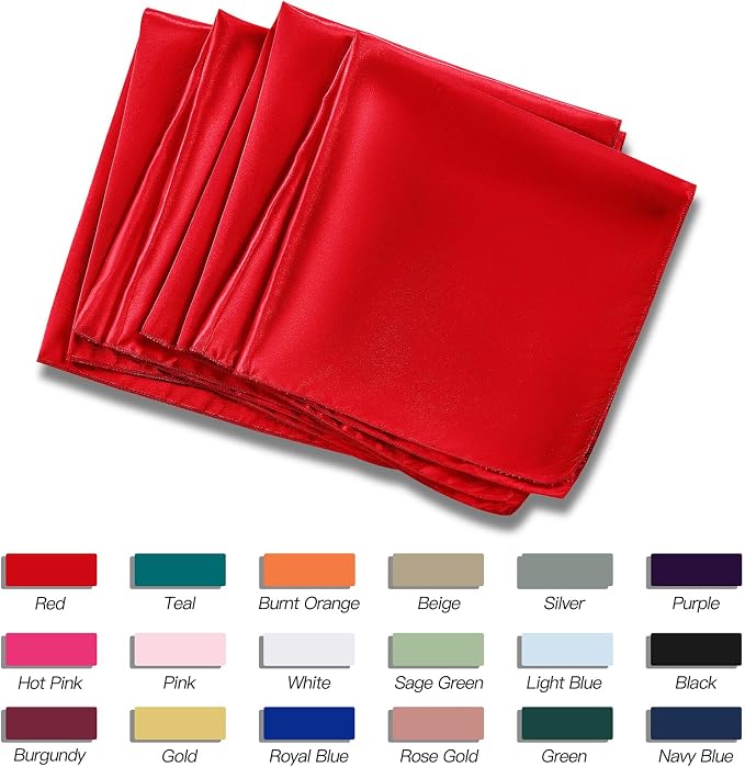 P Pothuiny 50 Pcs Red Satin Napkins 17 x 17 Inch, Satin Cloth Napkins | Square - Image 6