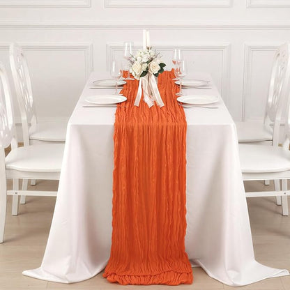 3 Pack Orange Cheesecloth Table Runner 120 Inch Boho Wedding Decor | - Image 4
