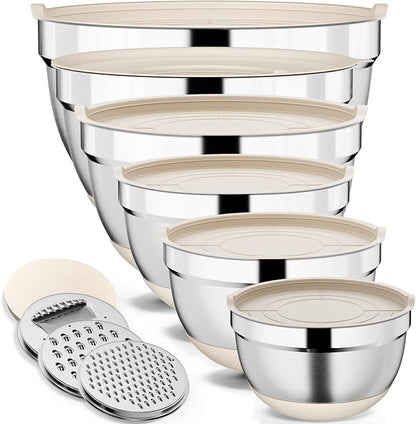 9 Pack Mixing Bowls with Airtight Lids Set, Stainless Steel Mixing Bowls with by Hybemmy