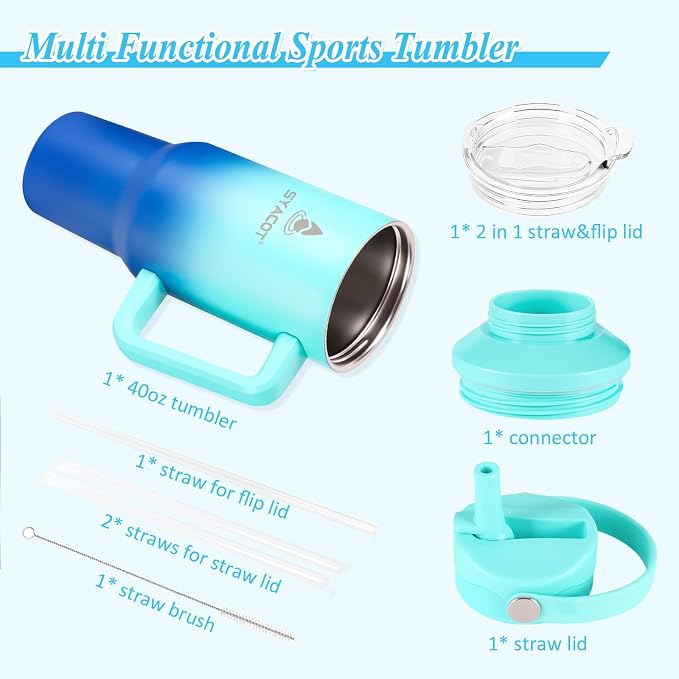 40 oz Tumbler with Handle and Straw or Convert to 40 oz Insulated Water Bottle - Image 8
