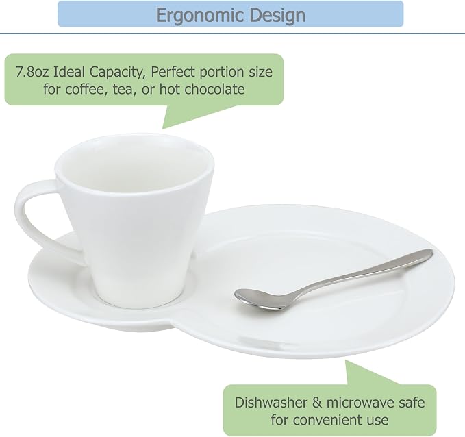 EIKS Ceramic Coffee Mug with Saucer Plate and Spoon, Mug Capacity 230ml | - Image 5