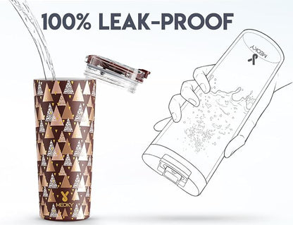 Meoky 24 oz Insulated Travel Coffee Mug: Leak Proof Lid, Cocoa Geometry | - Image 5