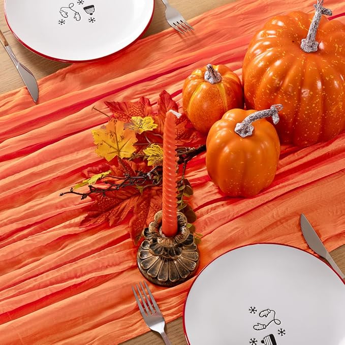 Orange Cheesecloth Table Runner 120 Inches 10 Pack Gauze Table Runner | Summer - Image 7