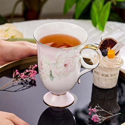 KAMMAK Bone China Coffee Mugs, 17oz Floral Tea Cups - Image 7