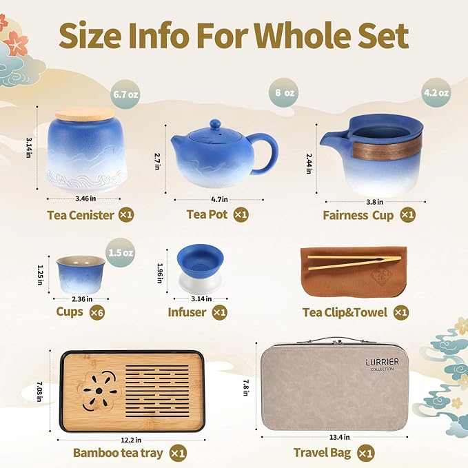 LURRIER Gongfu tea sets, Portable Ceramic TeaSet, Asian Tea sets - Image 2