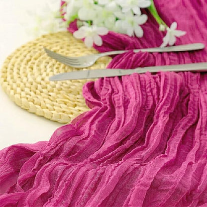 10 Pack Hot Pink Cheesecloth Table Runner 17 x 108 Inch | Boho Gauze Fabric - Image 2