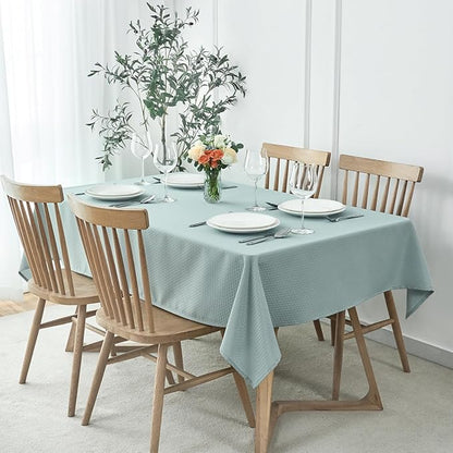 maxmill Weaved Texture Tablecloth Water Resistance Antiwrinkle Spillproof Soft Washable Table Cloth for Dining Room, Buffet Banquet Parties Holiday Dinner, Rectangular 70 x 108 Inch, Dusty Blue