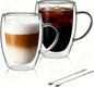 LIBWYS 2 Pack Double Walled Coffee Cups Glasses Mug 12oz Borosilicate Glass | by LIBWYS