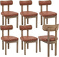 Brown Dining Chairs Set of 6, Mid Century Modern Leather Dining Room Chairs with Curved Back, Armless Kitchen Chairs for Living Room/Restaurant/Balcony/Bedroom/Home Desk/Task