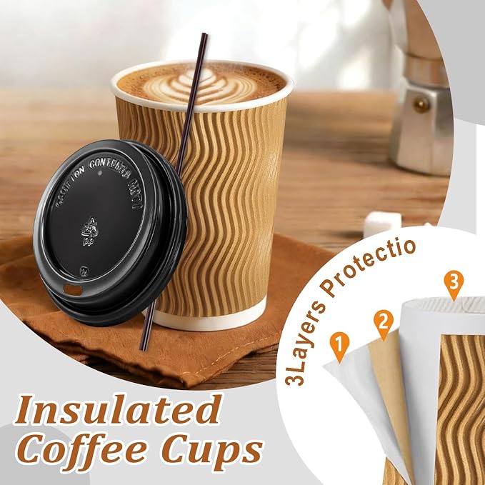 Lamosi 500 Pack 12 oz Disposable Coffee Cups - Image 3