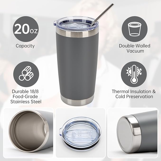 IEOVIEE 32 Pack 20oz Stainless Steel Insulated Bulk Tumblers - Image 5