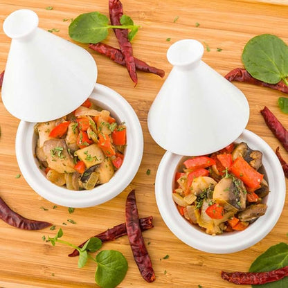 Restaurantware 3.5 Inch Tajine Pots 10 Mini White Appetizer Bowls - Tajine Style With Dome Cover White Porcelain Tiny Bowls Chip-Resistant For Samples Sauces Or Spices