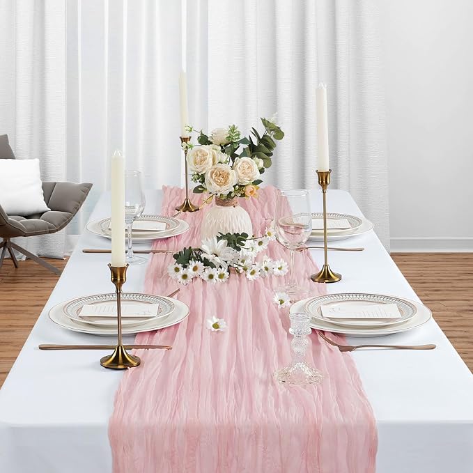 12 Pack Dusty Pink Table Runner Cheesecloth 10Ft Gauze Cheese Cloth Table - Image 3