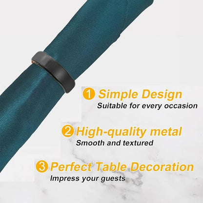 8 Pcs Black Napkin Rings-Stainless Steel Napkin Rings | Metal Napkin Ring - Image 5