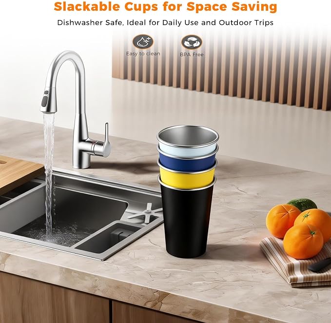 16 Pack Stainless Steel Cups 16oz - Image 4