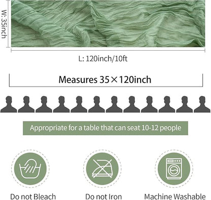 Sage Green Cheesecloth Table Runner 35x120in, 10ft Gauze Spring Table Runner - Image 6