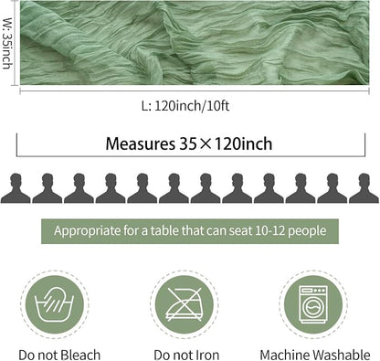 3 Pack Sage Green Cheesecloth Table Runner 35x120 inch, Semi Sheer Boho Gauze - Image 6