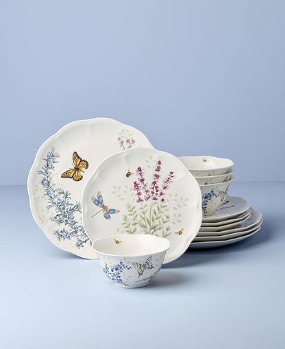 Lenox Butterfly Meadow Herbs Porcelain 12-Piece Dinnerware Set - Image 2