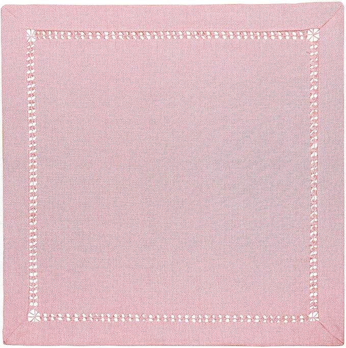 Grelucgo Handcrafted Pink Color Dining Table Napkins, Double-Hemstitched) - Image 3