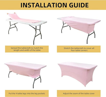 2-Pack 8ft Spandex Table Covers for Rectangle Folding Tables - Washable Elastic Tablecloth - Ultimate Fitted Table Protector for Birthday Parties, Trade Shows, Banquet