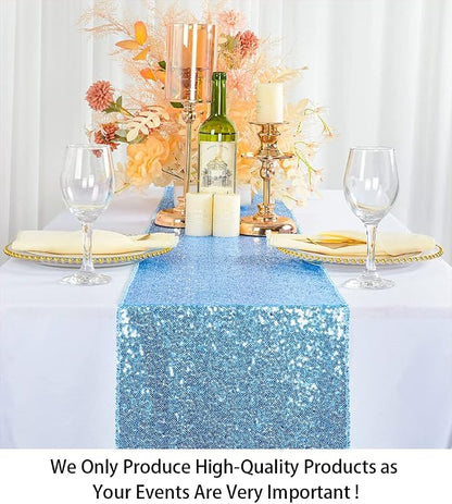 ShiDianYi Sequin Table Runners 10PCs 12x72 Baby Blue Glitter Table Cover - Image 2