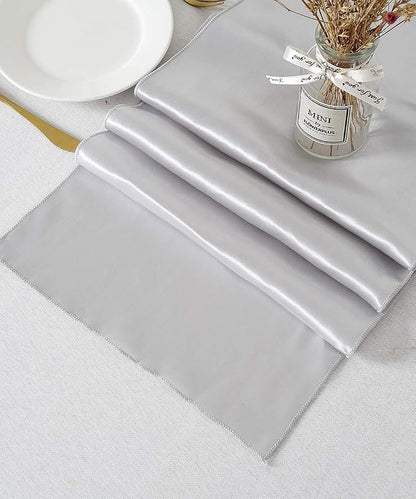Silver Table Runners 20 Pack 12x108 inch Silk Satin Smooth Fabric | Satin Table - Image 6
