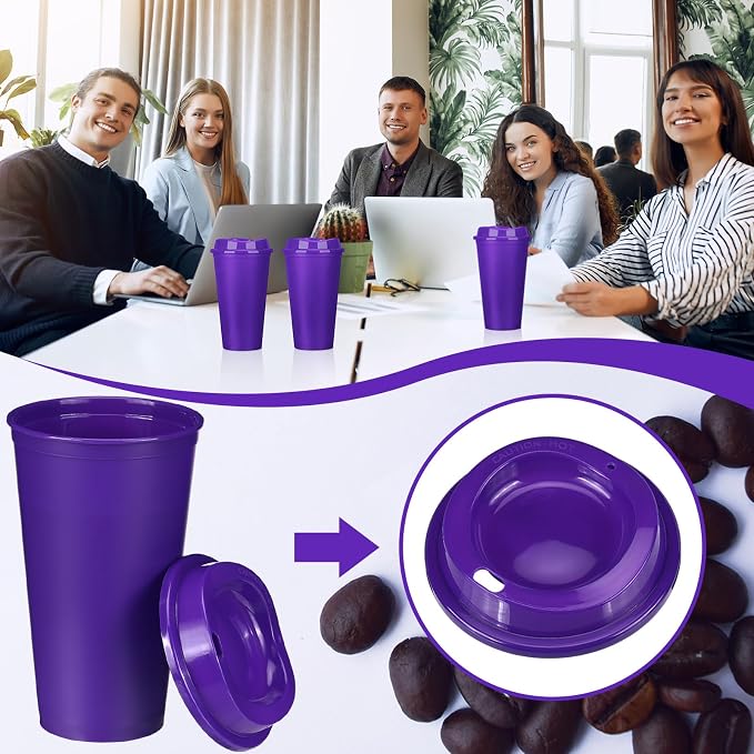 Domensi 15 Pack Reusable Plastic Coffee Cups - Image 4