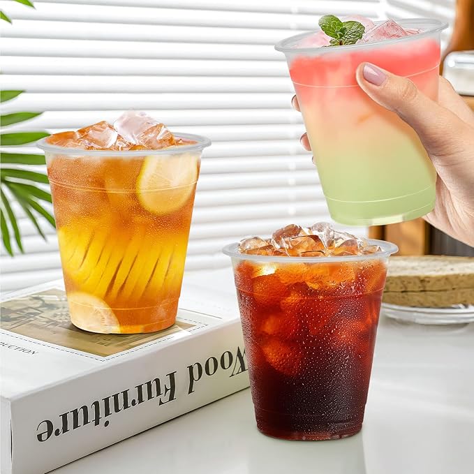 Clawsoff 12 oz Clear Plastic Cups 100 Count Disposable Cold Dringking Cups | - Image 6