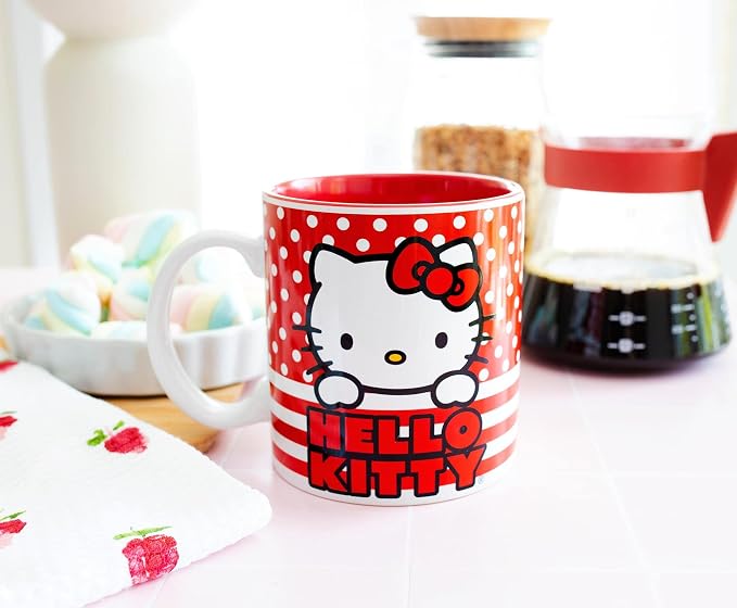Silver Buffalo Sanrio Hello Kitty Red White Polka Dot, Ceramic Mug, 20oz | 0.59 - Image 4