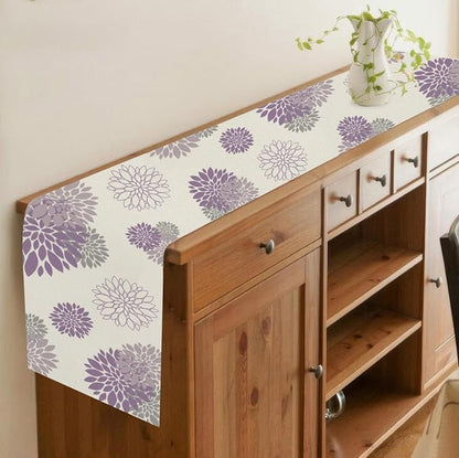 Purple Dahlia Table Runner Modern Elegant Flower Beige Table Runners Geometric - Image 3