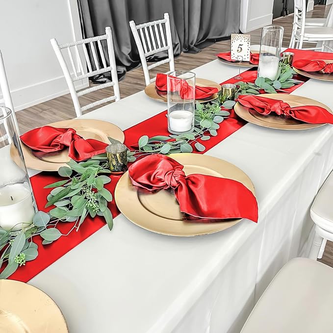 Red Table Runners 16 Pack 12x108 inch Silk Satin Smooth Fabric | Satin Table - Image 6