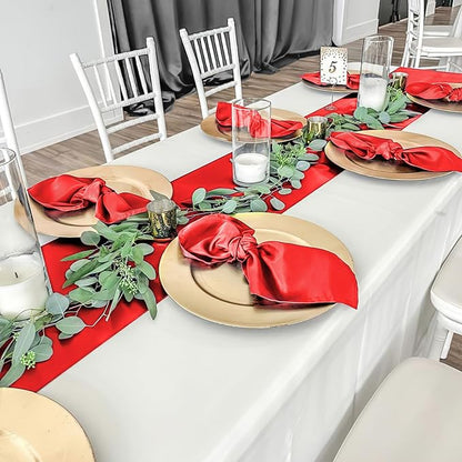 Red Table Runners 16 Pack 12x108 inch Silk Satin Smooth Fabric | Satin Table - Image 6