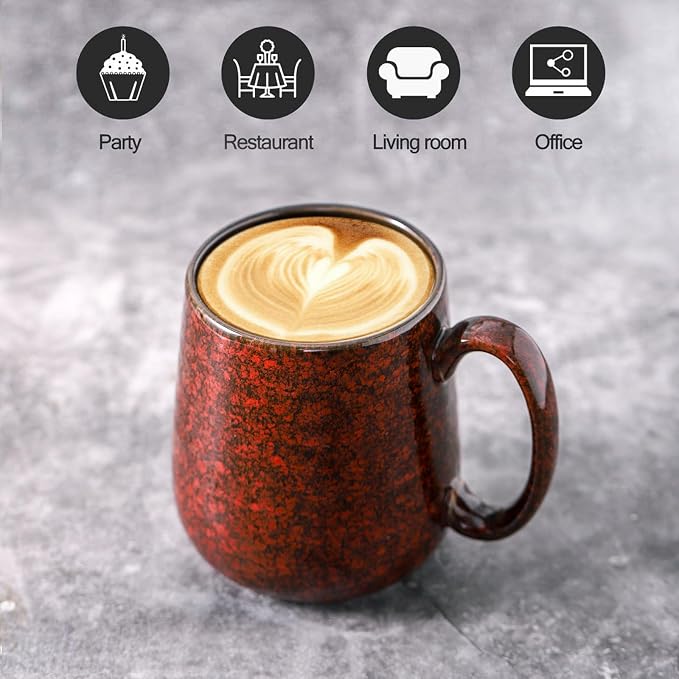 Hasense Red Coffee Mugs Set of 4, 12 oz Coffee Cups Ceramic, Latte Mug - Image 6