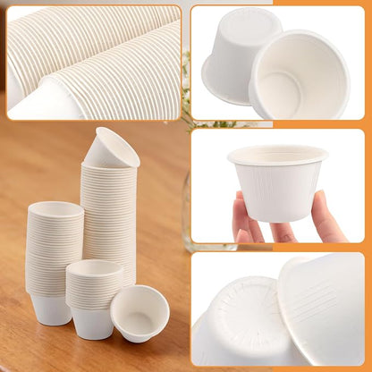 LeonBach 150 Pack 4 oz Natural Bagasse Fiber Paper Bowls, Small Disposable - Image 3