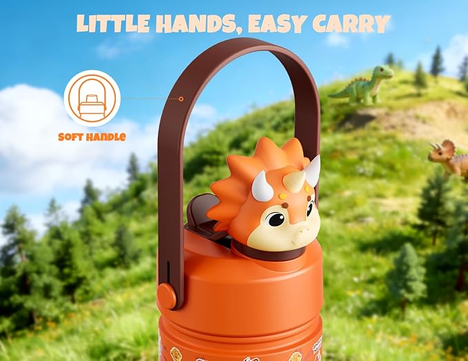 POWCAN 18 oz Kids Water Bottle Insulated: 2-in-1 Straw Spout Lid - Image 6