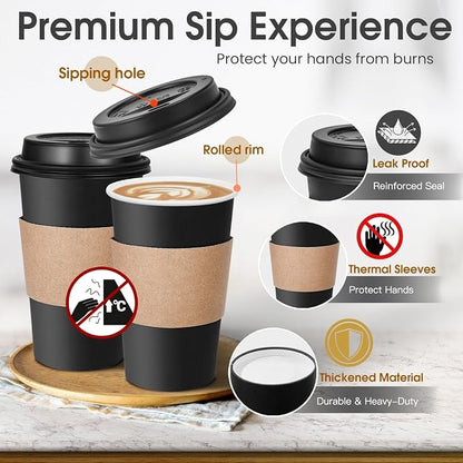 Ginkgo 100 Pack 16 oz Disposable Coffee Cups - Image 3