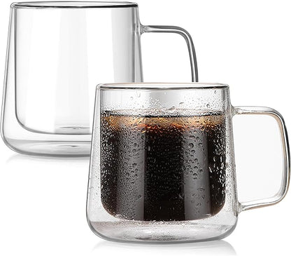 Extra Large Thicken Double Wall Glasses Coffee Mugs Tea Cups set of 2, 24OZ by BNUNWISH