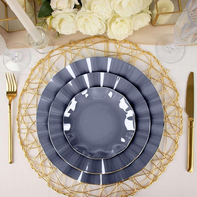 Efavormart 10 Pack | Navy Blue 6" Round Plastic Dessert Salad Plates, by efavormart