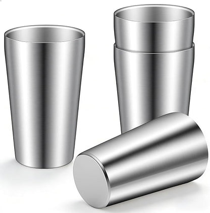 4 Pcs 12 oz Stainless Steel Pint Cups Shatterproof Cup Double Wall Vacuum Small by AojSup