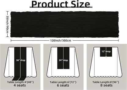 Black Cheesecloth Table Runner Rust Boho Fall Party Decoration | 35x120 Inches - Image 2