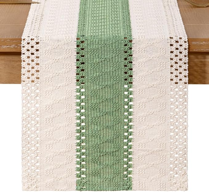 Boho Table Runner Summer Farmhouse Rustic Dining Dresser Scarf Home Decor | - Image 4