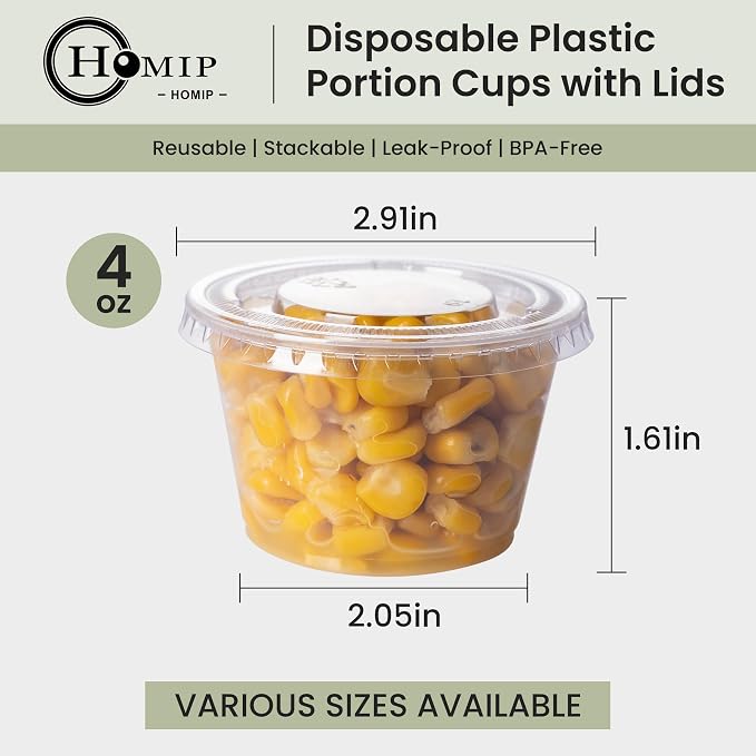 HOMIP 200PACK 4oz Plastic Portion Cups - Image 2