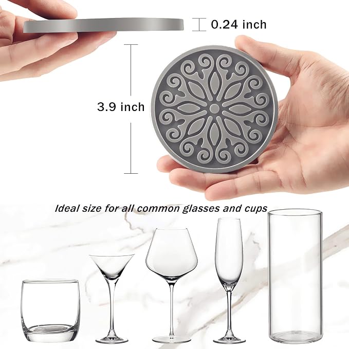 Coasters for Drinks, Resistant Reusable Silicone Coasters - Image 2