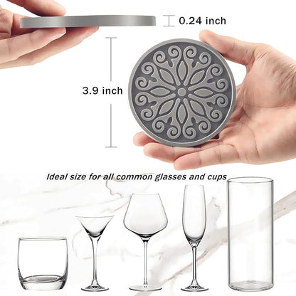Coasters for Drinks, Resistant Reusable Silicone Coasters - Image 2