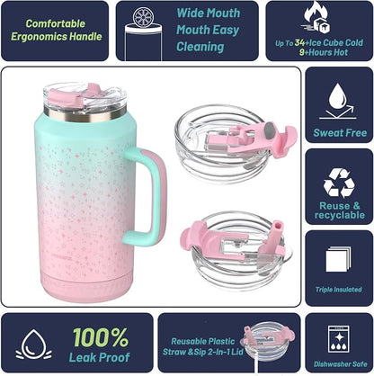 Hydraful 64 oz Tumbler with Handle and Straw - Image 2